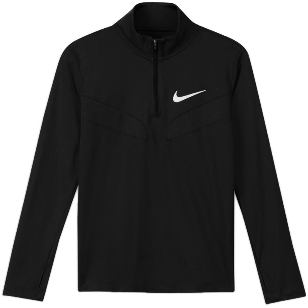 Детская теннисная футболка Nike Kids Dri-Fit Sport Poly 1/4 Zip Top B - black/black/white