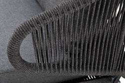 "Милан" диван 2-местный плетеный из роупа, каркас алюминий темно-серый (RAL7024) муар, роуп темно-серый круглый, ткань темно-серая 027