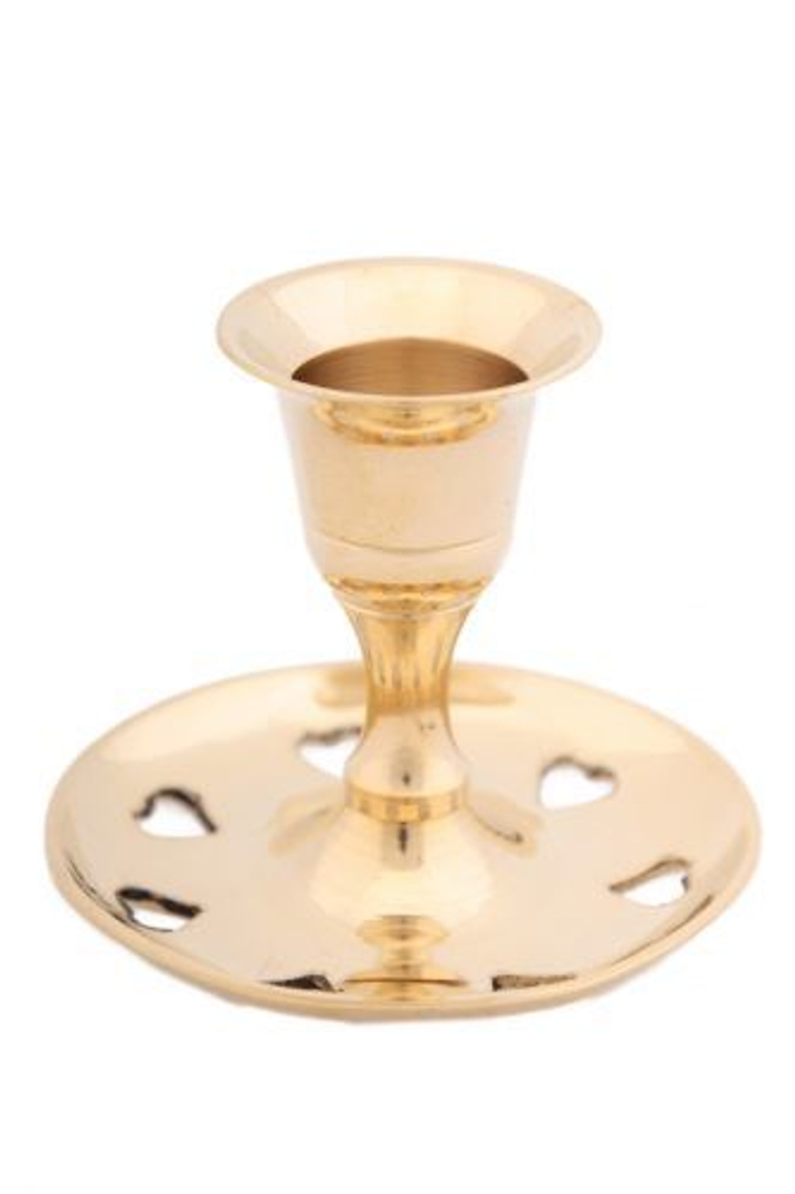 Подсвечник Выбитое сердце на блюдце (полиш), латунь