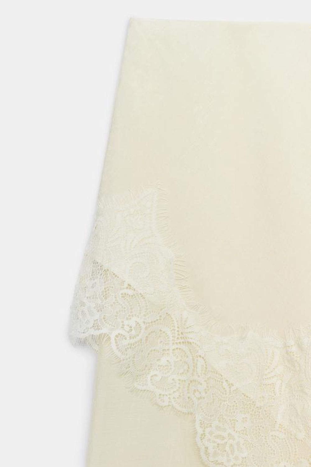 ZARA ШИРОКИЕ БРЮКИ ПАРЕО С КРУЖЕВОМ, ЭКРЮ