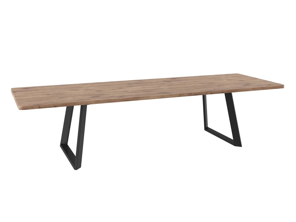 Стол LOFT LUX RADIAL-230, раздвижной 230(330)х110, ДУБ ВЕЛЛИНГТОН/ЧЕРНЫЙ, (2 упак.)