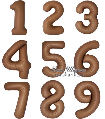 Цифры 102 см "Матовые шоколад Брауни" слим (slim)