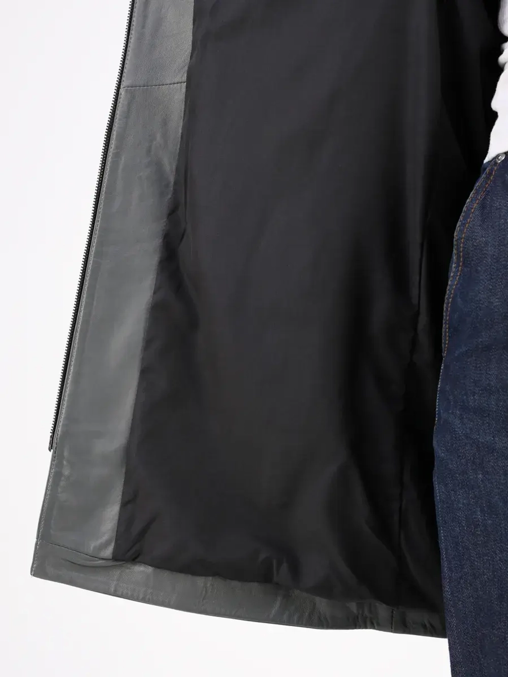 Кожаная куртка демисезонная с капюшоном длинная