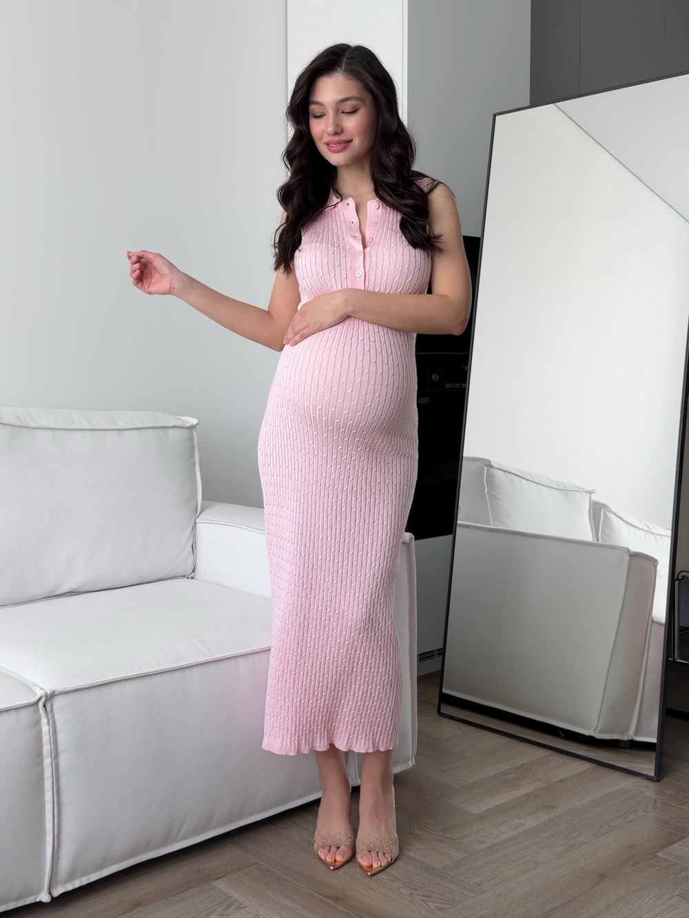 Платье вязаное, с узором, с воротником