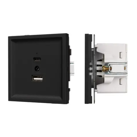 Механизм USB розетки SCT-TENDO-MUAC-SFPL-BK (5V, 3A, QC3) (Arlight, -) 054536