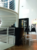 Стул пластиковый барный Papatya Ego-Rock Bar, сатинированный алюминий, черный матовый, дымчатый