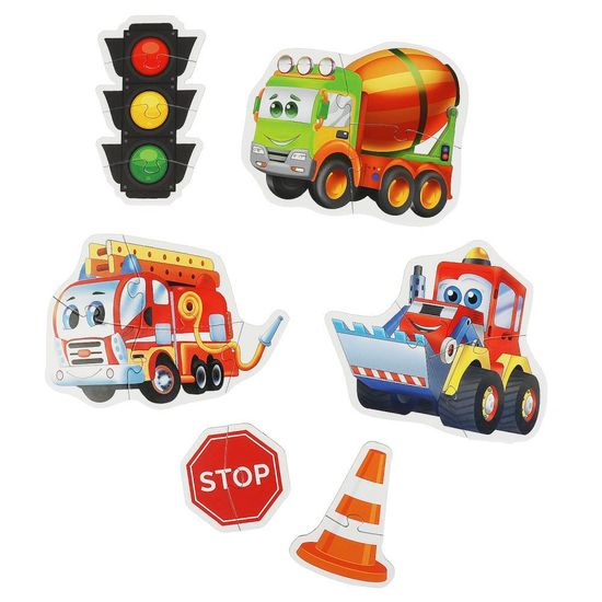 Макси-пазлы. Полезный транспорт. 6 пазлов.  150х180х40 мм. Умные игры