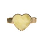 Кольцо Сердце с молочным янтарём