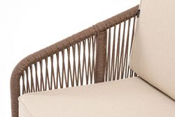 "Канны" лаунж-зона 4-местная из роупа со столом "Гранада" (серый гранит), основание дуб, роуп коричневый, ткань бежевая