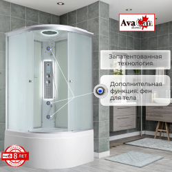 Душевая кабина AvaCan (АваКан) C5090 LED с высоким поддоном, с ГМ, с электрикой и LED освещением, 90х90х215