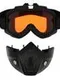Очки-маска для езды на мототехнике, разборные, стекло оранжевый хром, цвет черный