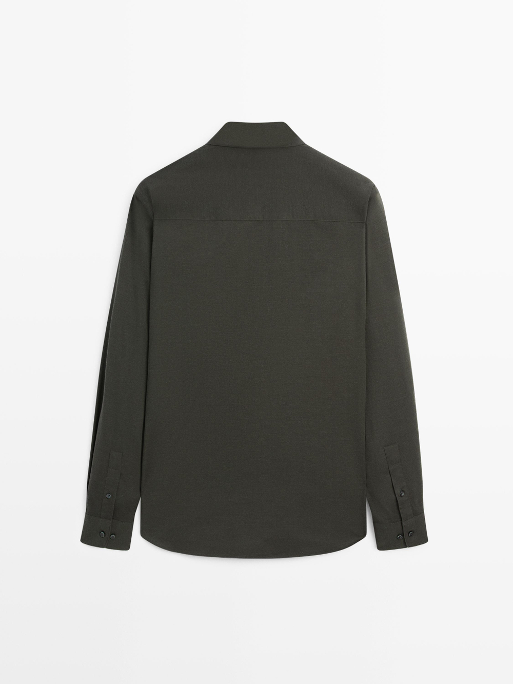 Massimo Dutti Меланжевая рубашка облегающего кроя из твила, темно-зеленый