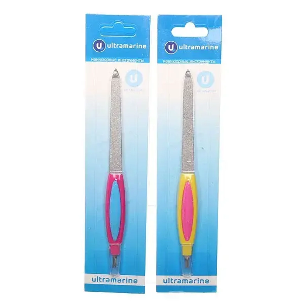 Пилка для ногтей металлическая с триммером на блистере «Ultramarine - Радуга», цвет ручки микс,16,5см✦