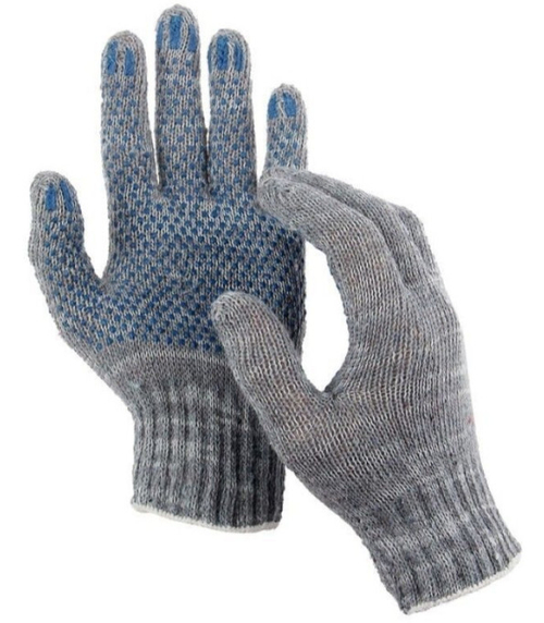 Перчатки х/б 7 нитей 7,5 кл. ПВХ Точка Серые (10шт/уп) (200шт/меш)