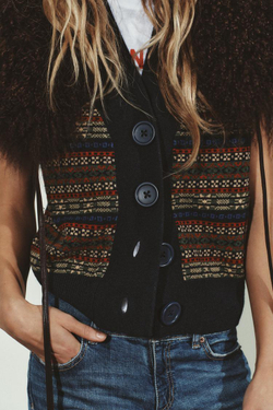 ZARA ЖИЛЕТ ИЗ ЖАККАРДОВОЙ ШЕРСТИ, РАЗНОЦВЕТНЫЙ