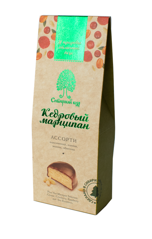 Кедровый марципан ассорти / классический, малина, облепиха, клюква / 70 г / ТМ Сибирский кедр