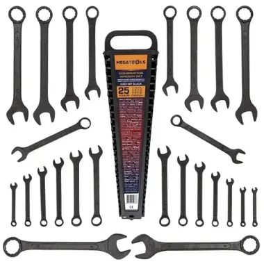 Ключи комбинированные, набор 25пр. (6-28, 30, 32мм) MEGATOOLS MT-5261MP BLACK