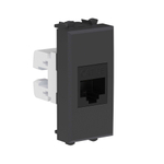 Компьютерная розетка RJ-45 без шторки модульная, кат.5е, "Avanti", "Черный матовый", 1 модуль