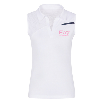 Женский топ теннисный EA7 Women Jersey Polo Shirt - white