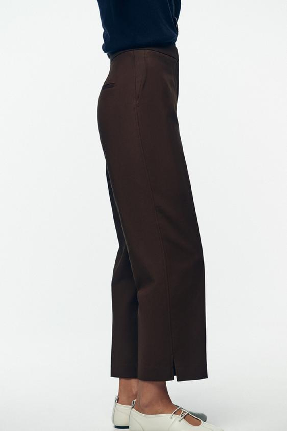 ZARA БРЮКИ С РАЗРЕЗАМИ СНИЗУ, КОРИЧНЕВЫЙ