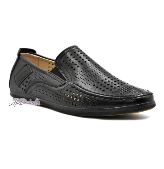 Школьные туфли Калория черные с перфорацией AL892-52