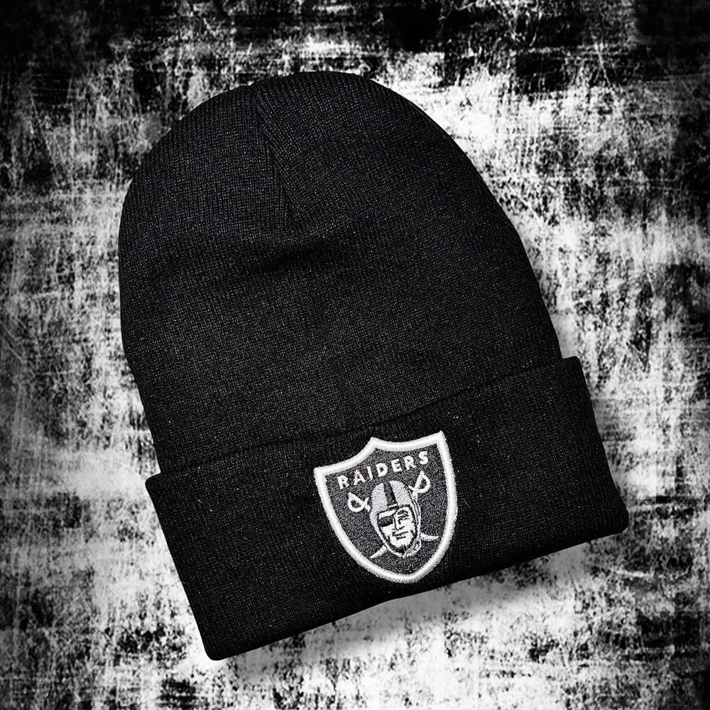 Шапка Raiders 3D logo black с подворотом