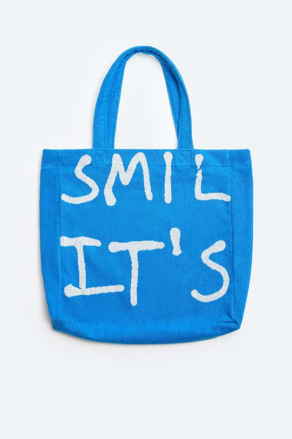 ZARA КОМПЛЕКТ X PEPO MORENO ИЗ СУМКИ-ШОПЕРА И ПОЛОТЕНЦА, СИНИЙ