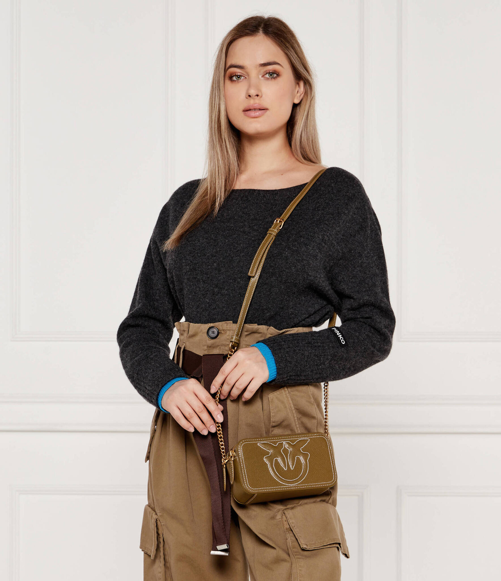 Кожаная сумка-мессенджер CARRIE Pinko - хаки(103799 A1LF)