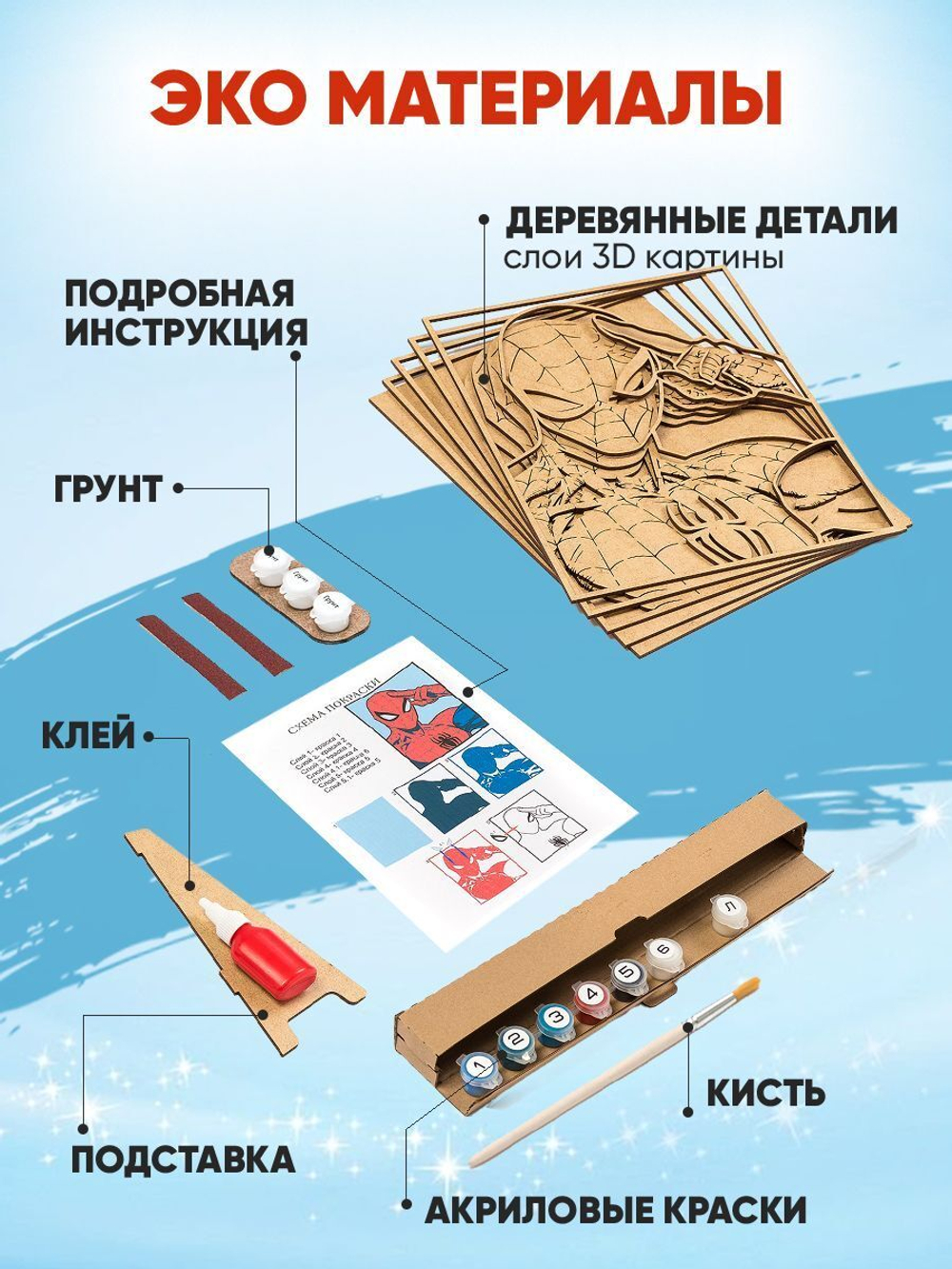 3D Картина по номерам из дерева Фрирен, 38x50 см