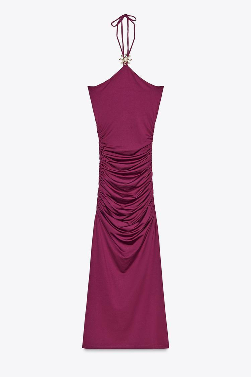 ZARA ПЛАТЬЕ ИЗ ПОЛИАМИДА ХАЛТЕР С СОЛНЦЕМ, ЛИЛОВЫЙ