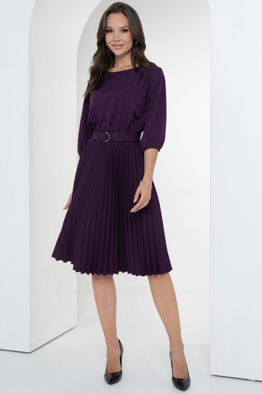 Платье Идеальный силуэт (гофре, баклажан) Diolche (Акция)