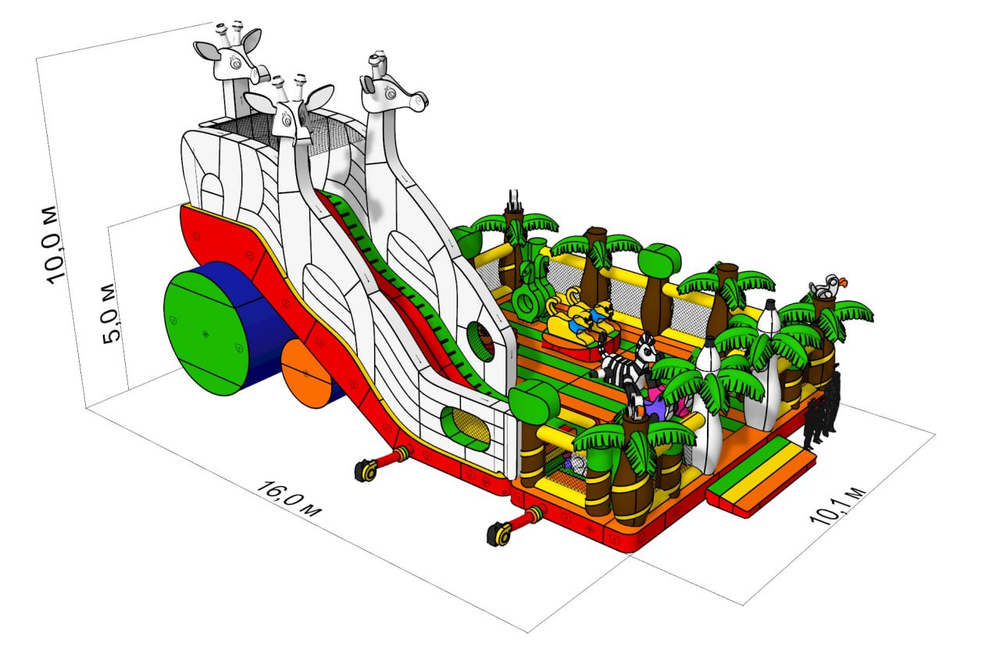 Надувной батут с горкой «Саванна Макси»