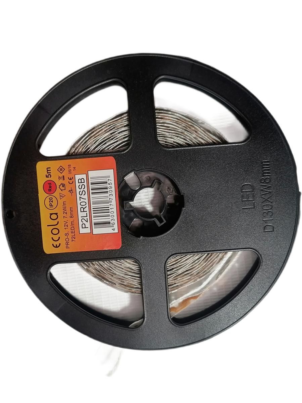 Светодиодная лента 5м LED strip PRO-S 7,2W/m 12V IP20 Ecola P2LR07SSB красная. Товар уцененный
