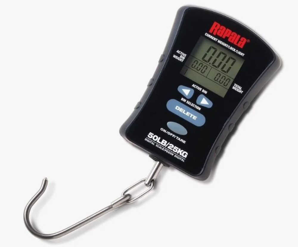 Весы рыболовные электронные Rapala Compact Touch Screen RCTDS50 с подсветкой и памятью, max нагрузка 25 кг