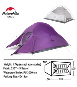 Палатка Naturehike Cloud Up 2-местная, алюминиевый каркас, пурпурный