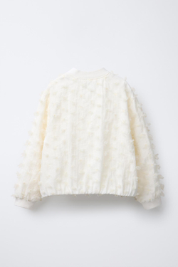 ZARA БОМБЕР ИЗ ПОЛУПРОЗРАЧНОЙ ТКАНИ С ЦВЕТОЧНЫМ УЗОРОМ, ЭКРЮ