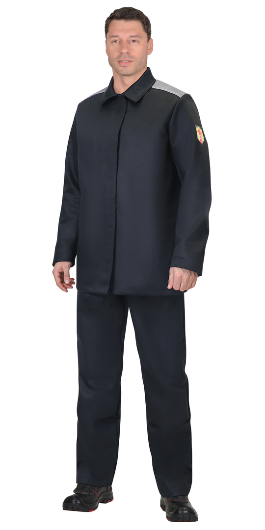 Костюм сварщика СИРИУС-РИГЕЛЬ-РОСС куртка длинная, брюки, черный с серым