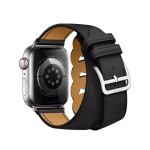 Apple Watch Series 8 Hermes 41mm, двойной кожаный ремешок черного цвета с кожаной цепью