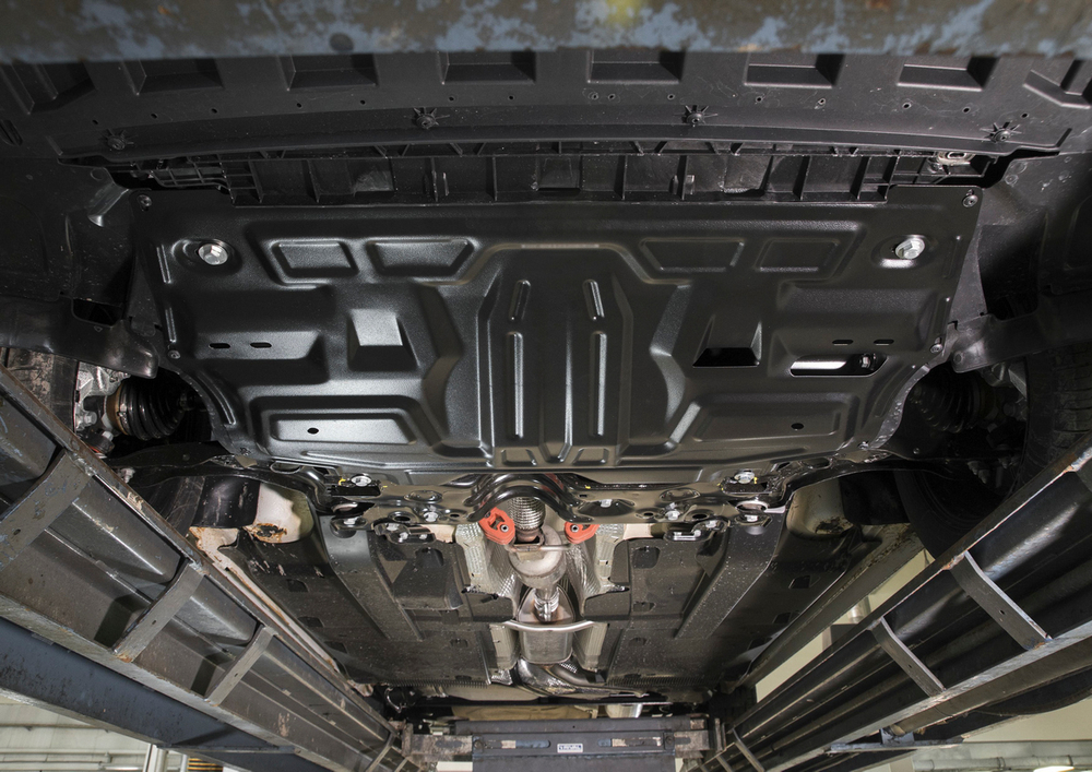 Защита картера и КПП AutoMax для Seat Ibiza IV (V - все) 2008-2015/Skoda Fabia II (V - 1.2; 1.4; 1.6) 2007-2014/Skoda Fabia RS II (V - 1.4 (180 л.с.)) 2010-2014/Skoda Rapid I (V - все) 2013-2020/Skoda Rapid II (V - 1.6) 2020-н.в./Skoda Roomster (V - все) 2006-2015/Volkswagen Polo IV рестайлинг хэтчбек (V - все) 2005-2009/Volkswagen Polo V хэтчбек (V - все) 2010-2015/Volkswagen Polo V седан (V - 1.4 (125 л.с.); 1.6 (85/90/105/110 л.с.)) 2010-2020/Volkswagen Polo VI лифтбек (V - 1.4 (125 л.с.); 1.6 (90/110 л.с.)) 2020-н.в., сталь 1.5 мм, с крепежом, штампованная, AM.5877.1
