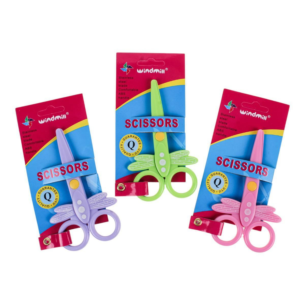Ножницы детские пластиковые "Стрекоза", 12 см, на картоне