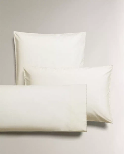 ZARA HOME ДЕТСКАЯ ОДНОТОННАЯ НАВОЛОЧКА С ВЫШИВКОЙ, ЖЕЛТОВАТО-БЕЛЫЙ