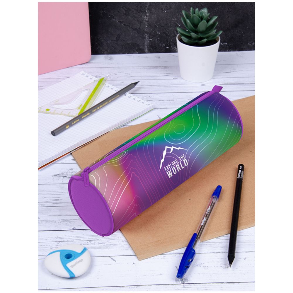 Пенал-тубус 1 отделение, 210*60 Berlingo "Terrain lilac", полиэстер