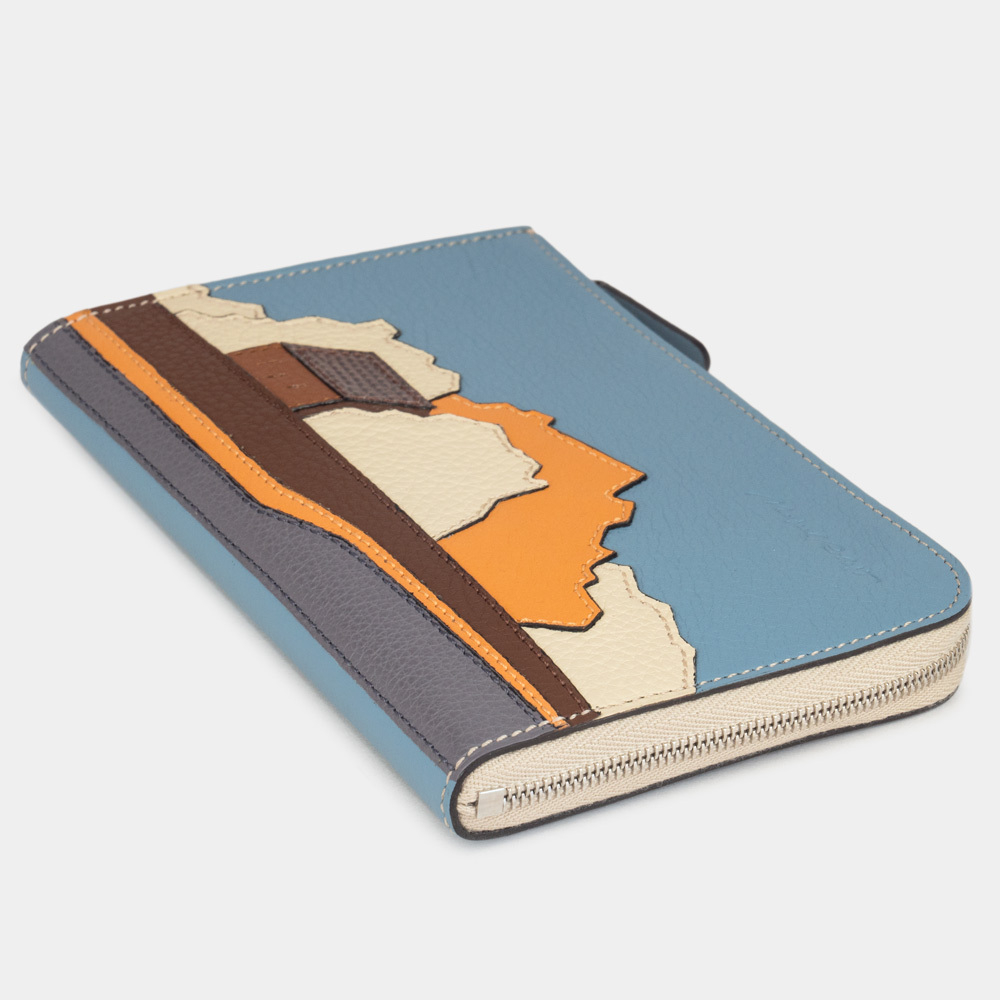 Кожаный кошелек Pont Aven голубого цвета с аппликацией