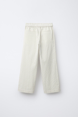 ZARA БРЮКИ ПРЯМОГО КРОЯ В КЛЕТКУ, ЭКРЮ