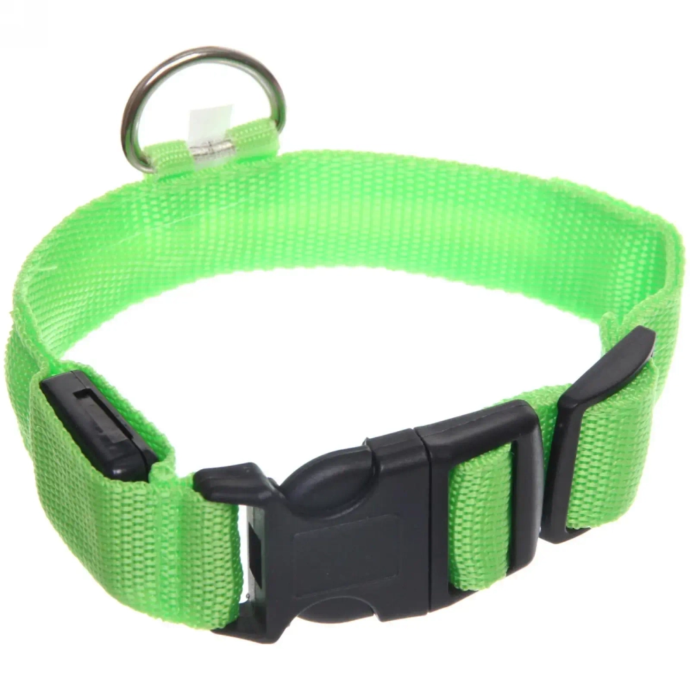 Ошейник с подсветкой и кольцом для жетона для средних пород собак «Бро видно», цвет зелёный, размер M - 2,5*50см (лейбл)