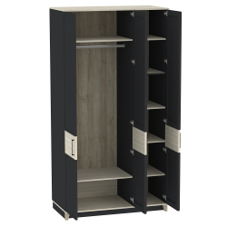 Шкаф для одежды и белья Аурелио 444, Антрацит, Блеквуд Сатиновый