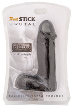 Классический чёрный дилдо на подставке-мошонке