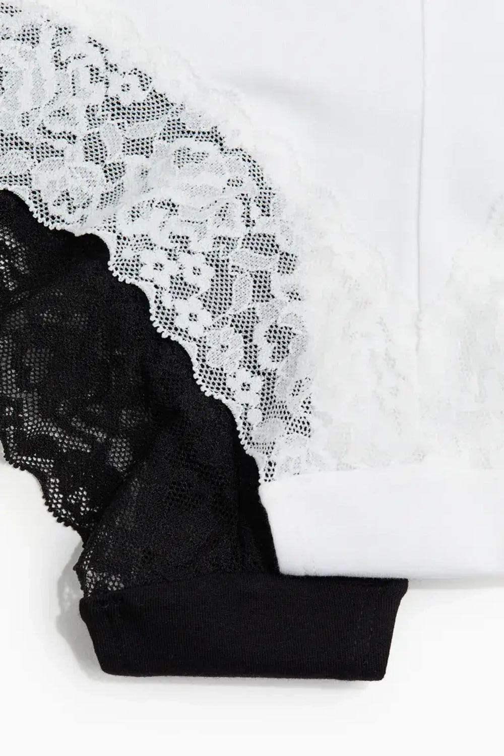 H&M Набор из пяти трусов с кружевом, белый