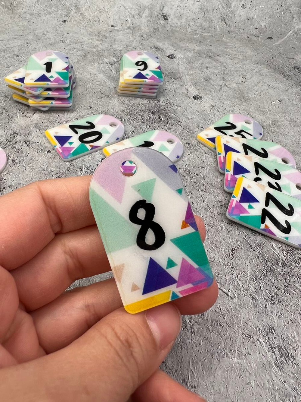 Номерки для ключей акрил 3х5 см