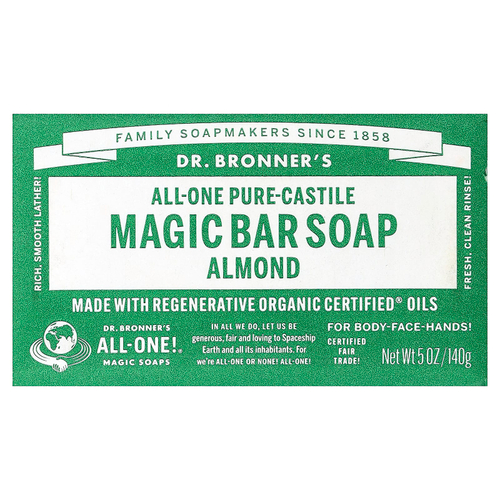 Dr. Bronner's, All-One Pure-Castile Magic кусковое мыло, миндаль, 140 г (5 унций)